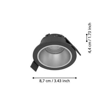 Eglo - Dimmable LED recessed bathroom ceiling light LED/4.8W/230V 2700/4000/6500K IP44 Black
