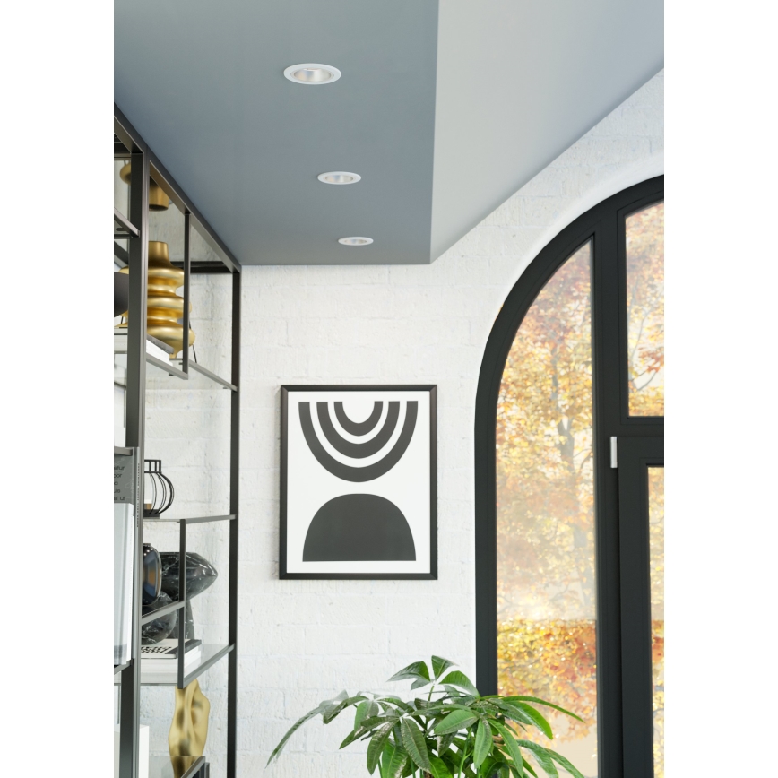 Eglo - Dimmable LED Bathroom Recessed Ceiling Light, 4.8W/230V, 2700/4000/6500K, IP44, White/Gold