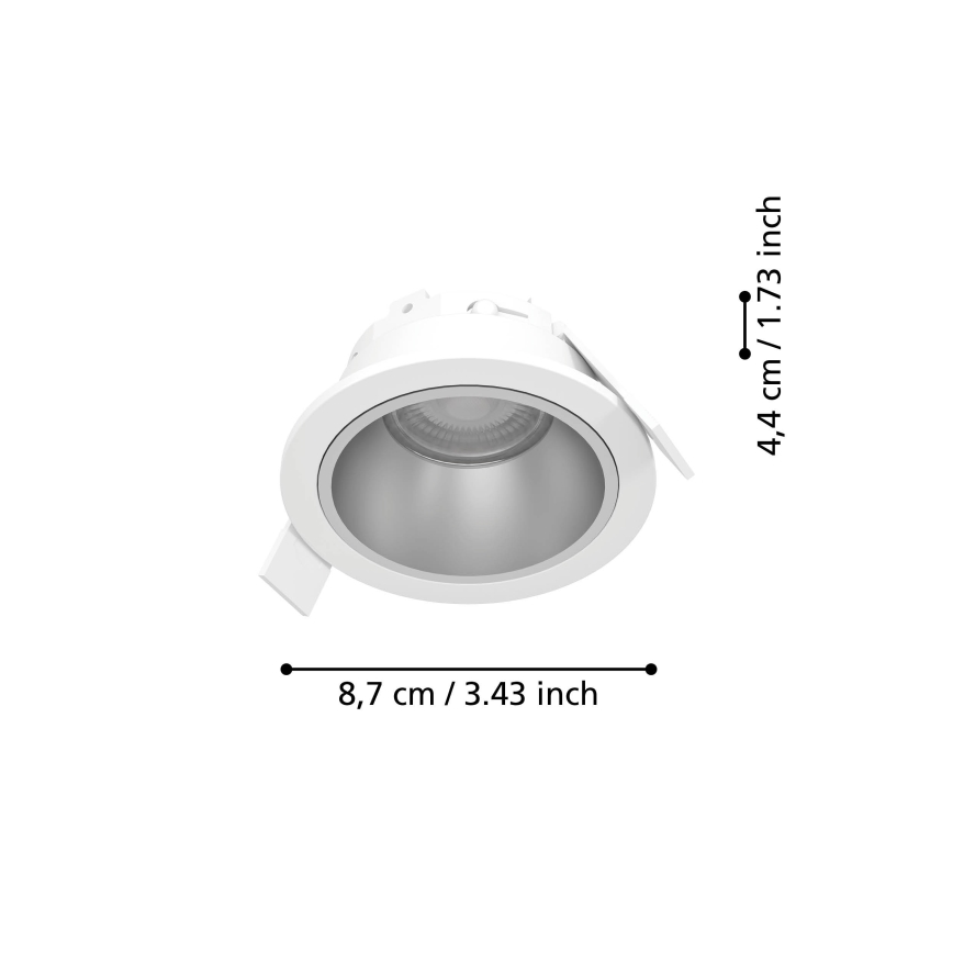 Eglo - Dimmable LED Bathroom Recessed Ceiling Light, 4.8W/230V, 2700/4000/6500K, IP44, White/Gold