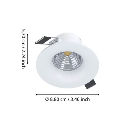 Eglo - Dimmable LED recessed downlight LED/6.4W/230V Ø 8.8 cm white