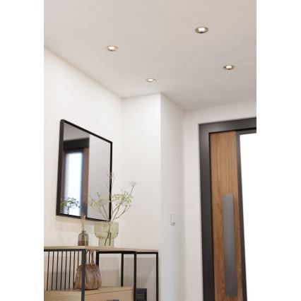 Eglo - Set of 3 dimmable LED recessed downlights LED/6.4W/230V Ø 8.8 cm matte chrome