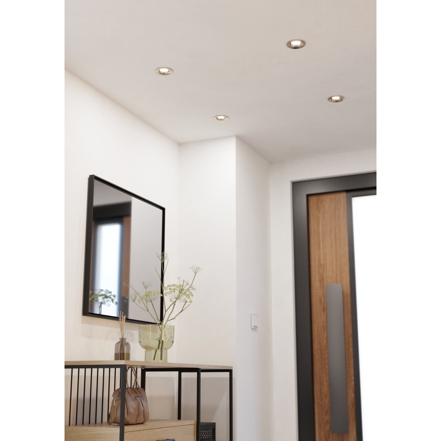 Eglo - Set of 3 dimmable LED recessed downlights LED/6.4W/230V Ø 8.8 cm matte chrome