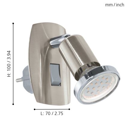 Eglo - LED plug-in fixture 1x GU10 / 2.8W / 230V matte chrome