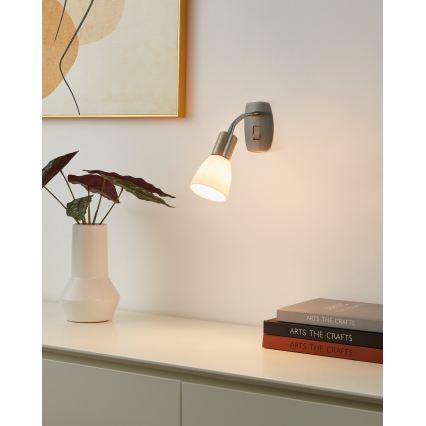 Eglo - Plug-in wall light 1xE14/5W/230V matte chrome