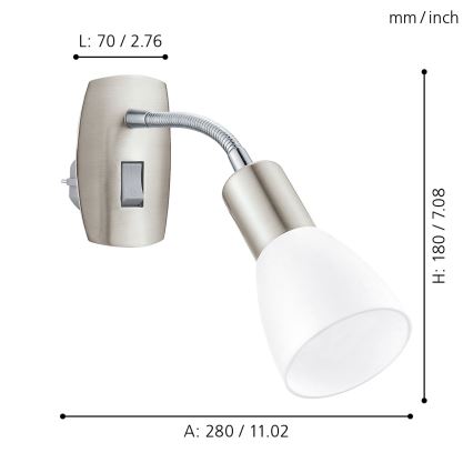 Eglo - Plug-in wall light 1xE14/5W/230V matte chrome