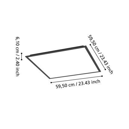Eglo - LED Surface-Mounted Panel LED/32.5W/230V Selectable 2700/4000/6500K 60x60 cm Black