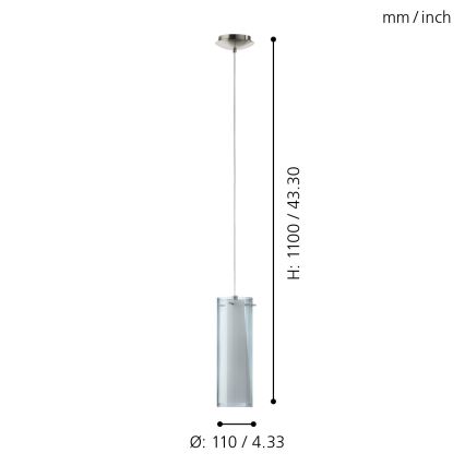 Eglo - Pendant chandelier 1x E27/60W smoky