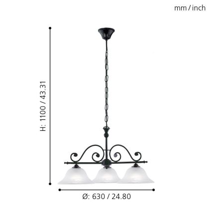 Eglo - Chandelier on a chain 3xE27/60W/230V
