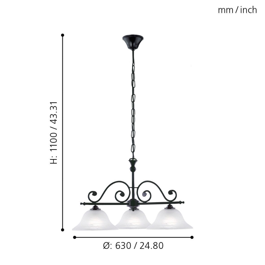 Eglo - Chandelier on a chain 3xE27/60W/230V