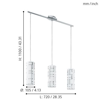 Eglo - Chandelier on a string 3xE27/60W/230V