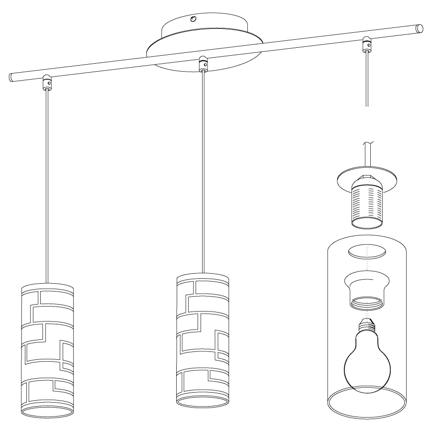 Eglo - Chandelier on a string 3xE27/60W/230V