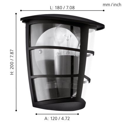 Eglo - Outdoor wall light 1xE27/60W/230V IP44