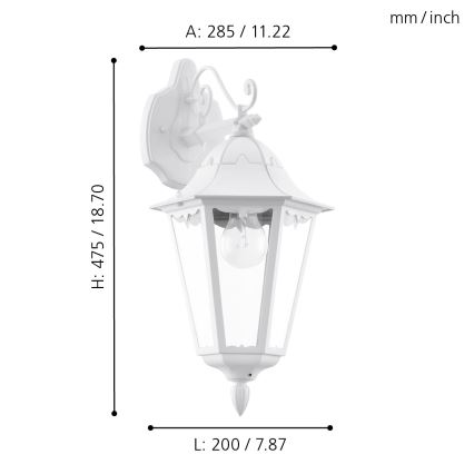 Eglo - Outdoor wall light 1xE27/60W/230V IP44