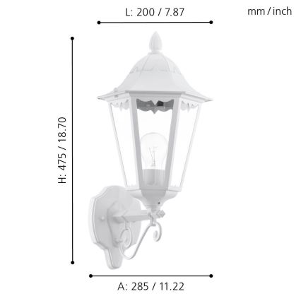 Eglo - Outdoor wall light 1xE27/60W/230V IP44