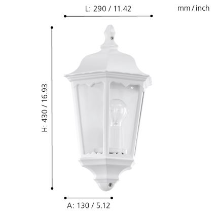 Eglo 93448 - Outdoor wall light NAVEDO 1xE27/60W/230V IP44