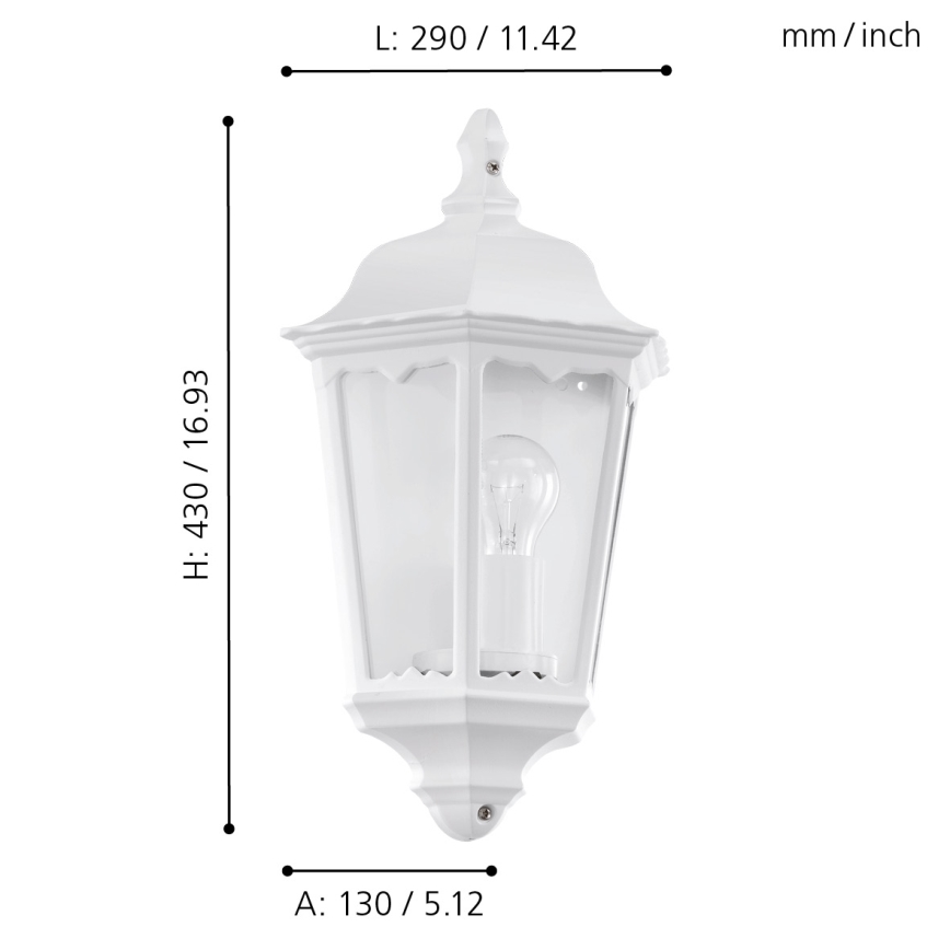 Eglo 93448 - Outdoor wall light NAVEDO 1xE27/60W/230V IP44