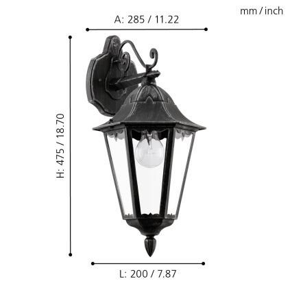 Eglo - Outdoor wall light 1xE27/60W/230V IP44