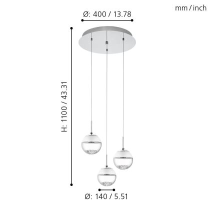Eglo - LED chandelier 3xLED/5W/230V