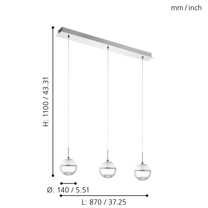 Eglo 93784 - LED pendant light MONTEFIO 1 3xLED/5W/230V