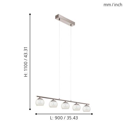 Eglo 94319 - LED pendant light ASCOLESE 5xLED/3.3W/230V