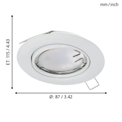 Eglo - Set of 3 PENETO LED recessed downlights, each 1x GU10 LED/5W/230V