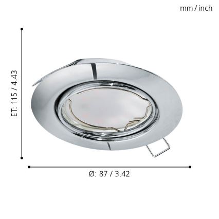 Eglo - Set of 3 PENETO LED recessed downlights, each with 1x GU10 LED (5W, 230V)