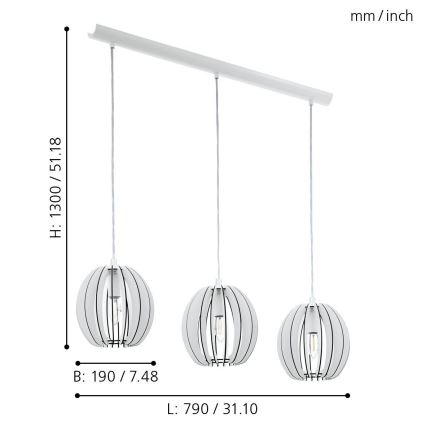 Eglo 94444 - Chandelier COSSANO 3xE14/40W/230V