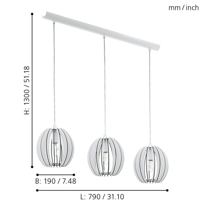 Eglo 94444 - Chandelier COSSANO 3xE14/40W/230V