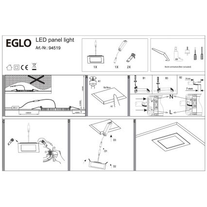 Eglo 94519 - LED recessed light FUEVA 1 LED/2,7W/230V