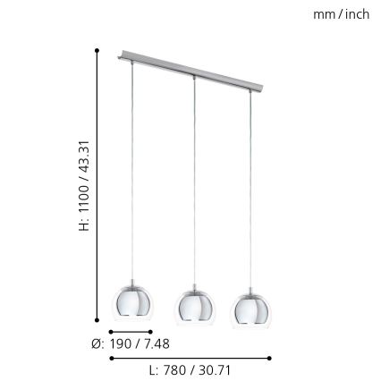Eglo - Chandelier 3xE27/60W/230V