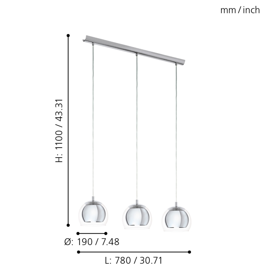 Eglo - Chandelier 3xE27/60W/230V