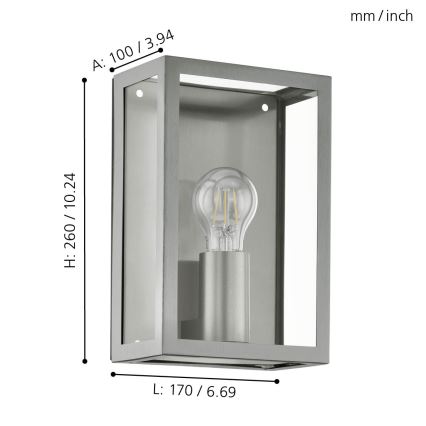 Eglo 94827 - ALAMONTE Outdoor Light 1xE27/60W/230V IP44