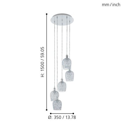 Eglo - Chandelier on a string 5xE27/60W/230V