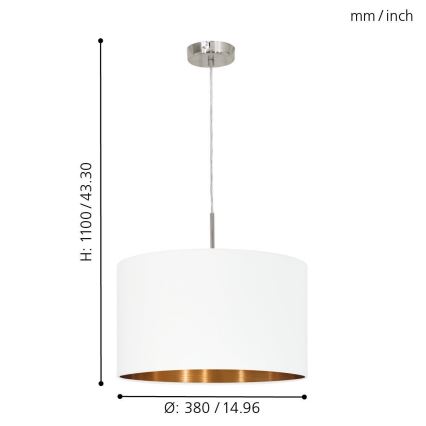 Eglo 95044 - PASTERI Chandelier 1xE27/60W/230V