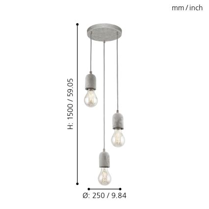 Eglo - Chandelier 3xE27/60W/230V