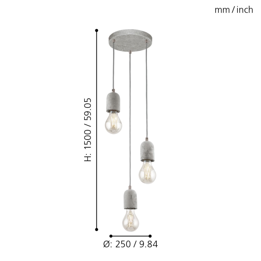 Eglo - Chandelier 3xE27/60W/230V
