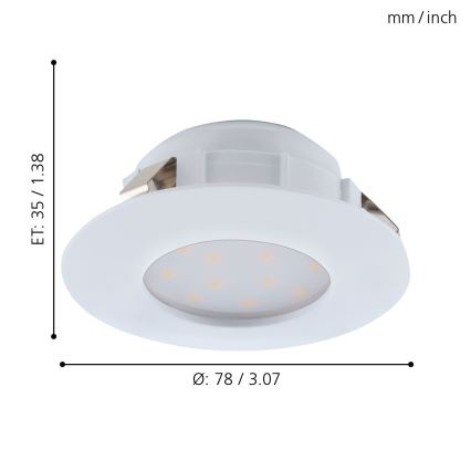 Eglo - SET 3x LED Bathroom recessed light PINEDA 1xLED/4,9W/230V IP44