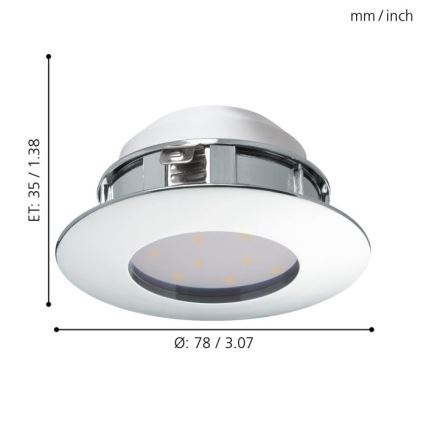 Eglo - Set of 3 PINEDA LED recessed downlights, 4.9W/230V