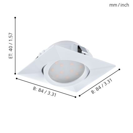 Eglo - Set of 3 PINEDA recessed LED downlights LED/4,9W/230V
