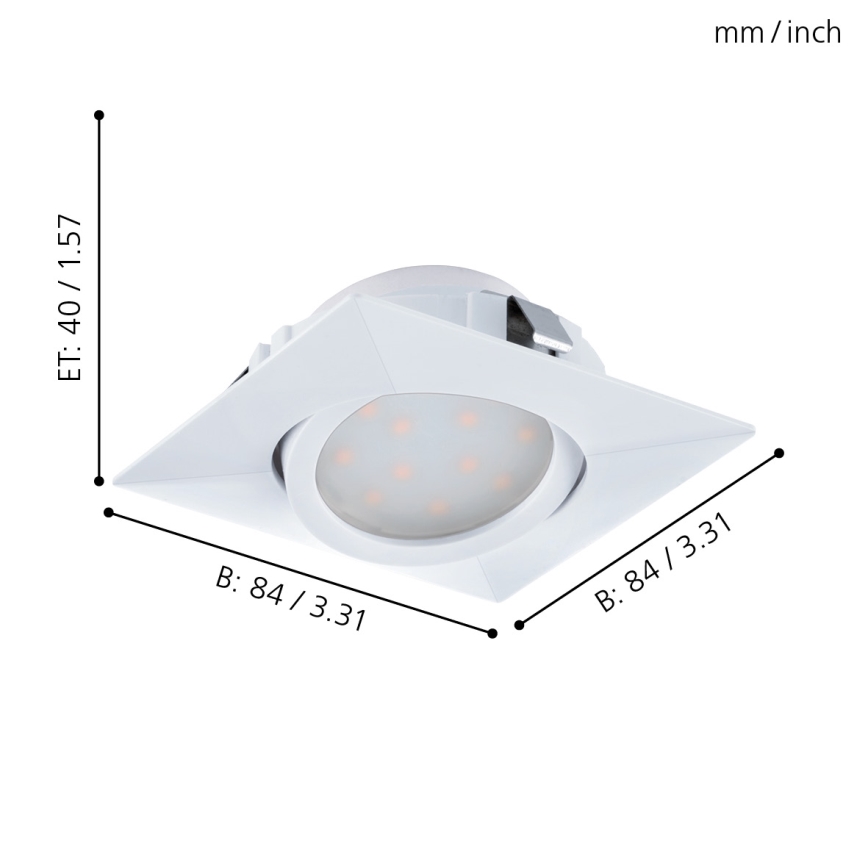 Eglo - Set of 3 PINEDA recessed LED downlights LED/4,9W/230V