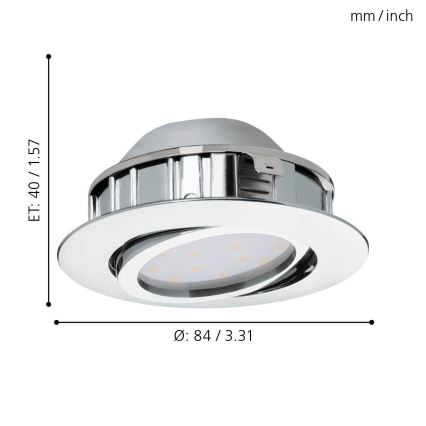 Eglo 95855 - PINEDA LED recessed downlight, 5.5 W / 230 V