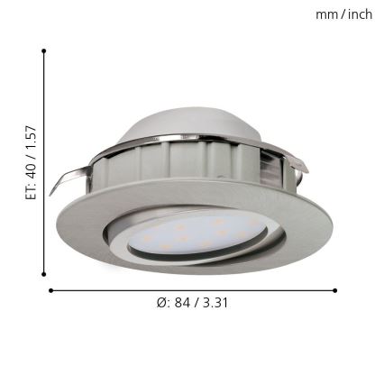 Eglo - Set of 3 PINEDA LED recessed ceiling lights, 6W, 230V