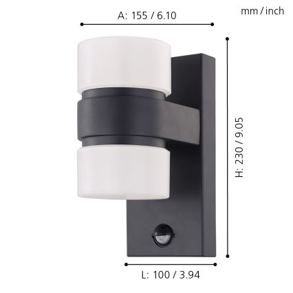 Eglo - LED outdoor wall light with a sensor 2xLED/6W