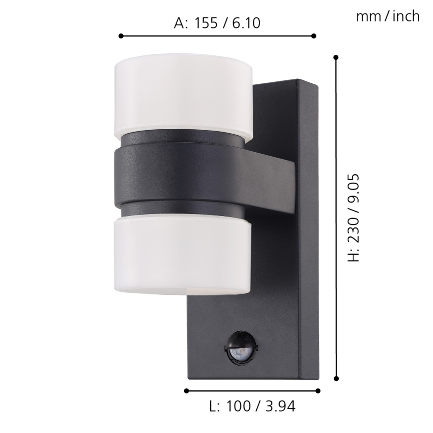 Eglo - LED outdoor wall light with a sensor 2xLED/6W