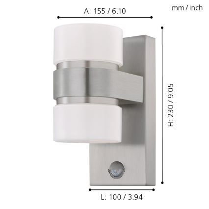 Eglo - Outdoor LED wall light with sensor 2xLED/6W