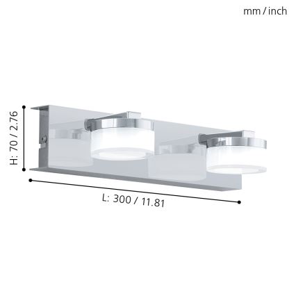 Eglo - LED Dimmable bathroom wall light 2xLED/7,2W/ IP44