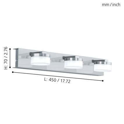 Eglo - LED Dimmable bathroom wall light 3xLED/7,2W/ IP44