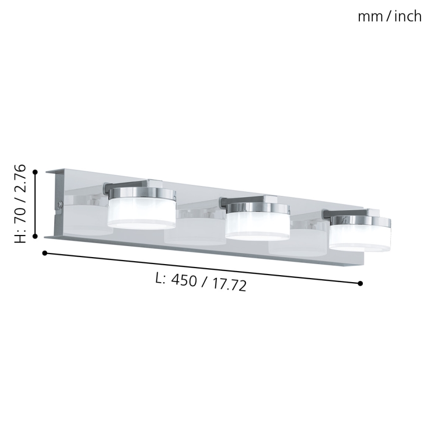 Eglo - LED Dimmable bathroom wall light 3xLED/7,2W/ IP44