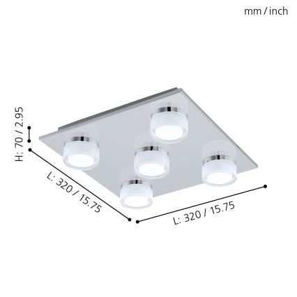 Eglo - LED Dimmable bathroom ceiling light 5xLED/7,2W/ IP44
