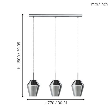 Eglo - Pendant light 3xE27/28W/230V